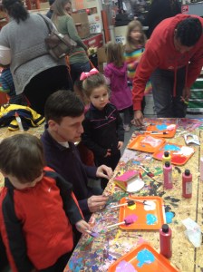 Sean helping Ammon & Carter paint: Saturday February 2, 2013