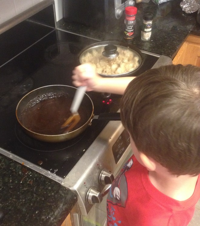 Carter takes his turn with General Tso sauce 